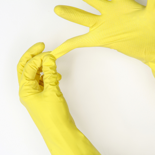 Перчатки латексные с внутренним хлопковым напылением «Др. Клин», размер L, пара 33 гр, цвет жёлтый