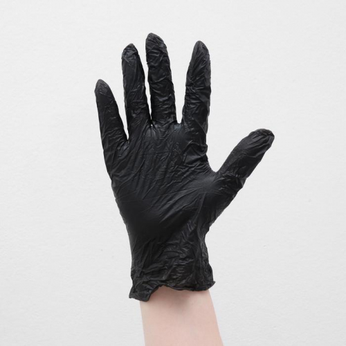 Перчатки виниловые, размер L, 100 шт/уп, цвет чёрный