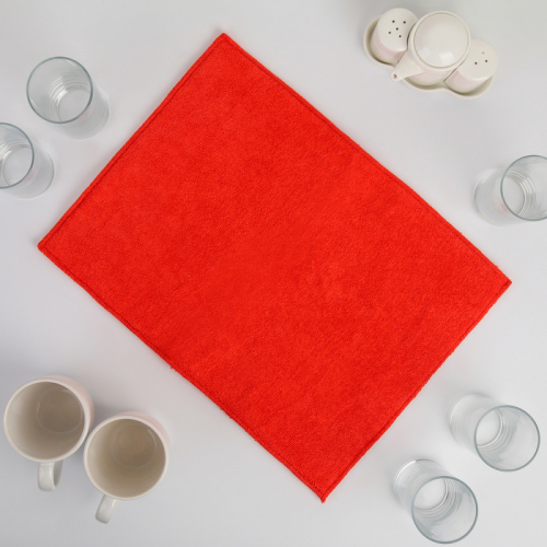 Коврик для сушки посуды 30×40 см, микрофибра, цвет красный