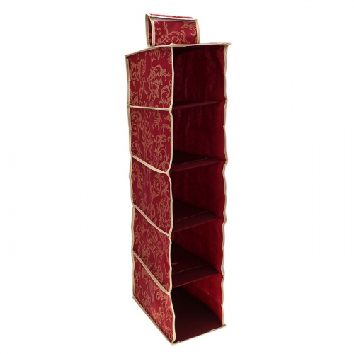 Кофр подвесной «Бордо», 5 отделений, 15×30×70 см, цвет бордовый