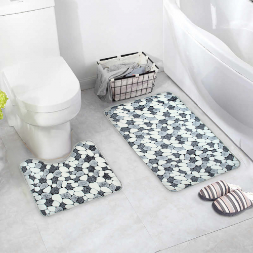 Набор ковриков для ванны и туалета «Галька», 2 шт: 45×50, 50×80 см