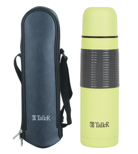 22403-TR Термос TalleR, стальной 0,5 л Lester/Лестер, зеленое матовое покрытие. Кнопочный переключ.