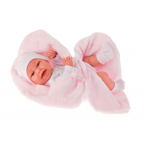 6026P кукла-младенец Фатима на розовом одеяльце, 33 см
