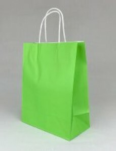 Подарочный крафт пакет с бумажной ручкой 15*21*8 см Зеленый 12 шт/уп