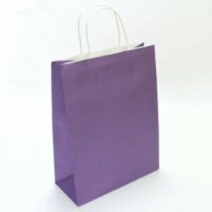 Подарочный крафт пакет с бумажной ручкой 15*21*8 см Фиолетовый 12 шт/уп