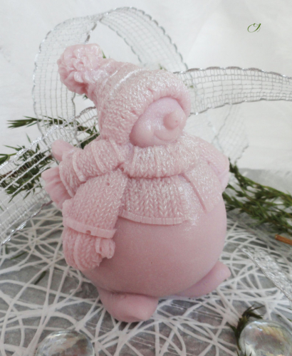 Снеговик сиреневый - домашнее оливковое подарочное мыло ручной работы арт.Milotto001580