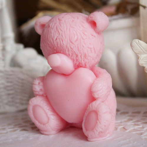 Влюбленный Мишка-валентинка розовый - фигурное мыло ручной работы арт.milotto003106