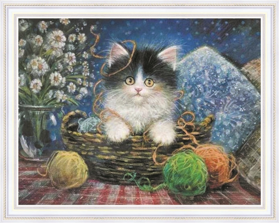Картина по номерам котенок с клубком