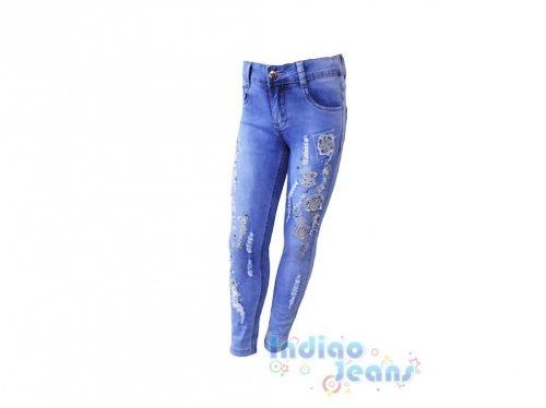  Облегченные рваные джинсы для девочек, арт. I33094.