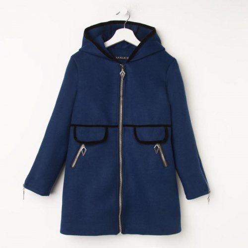 Пальто для девочки, цвет синий, рост 152 см