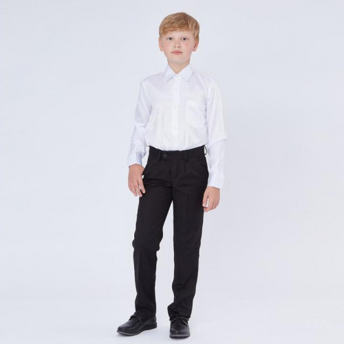 Школьные брюки для мальчика, прямые с посадкой на талии, чёрный, рост 140 (34/S)