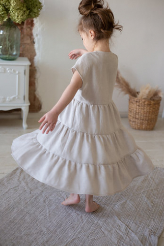 Платье для девочки Л21-1 Ярусы тонкий серый