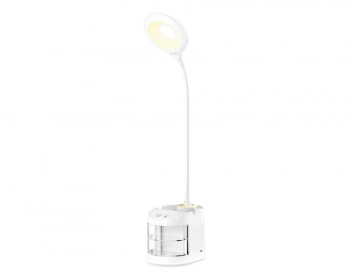 Настольная светодиодная лампа со встроенной аккумулятороной батареей и органайзером DE561 WH белый LED 4200K 4W