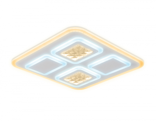 Потолочный светодиодный светильник с хрусталем FA259 WH белый 118W 500*500*75 (ПДУ РАДИО 2.4)