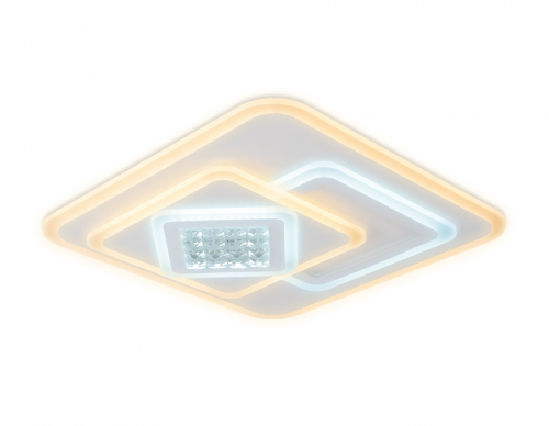 Потолочный светодиодный светильник с хрусталем FA255 WH белый 118W 500*500*80 (ПДУ РАДИО 2.4)