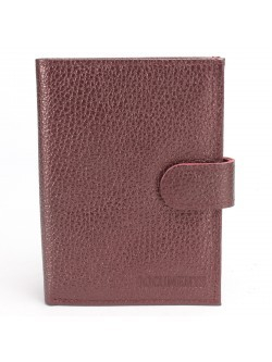 Обложка для авто+паспорт-Croco-ВП-1032 (с хляст, 5 внут карм, двойн стенка) натуральная кожа бордо металлик (232) 235876