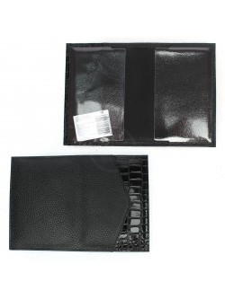 Обложка для паспорта Croco-П-410 натуральная кожа черный крок/черный флотер ( 200/40) 230974