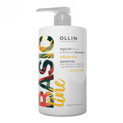 OLLIN BASIC LINE Шампунь для сияния и блеска с аргановым маслом 750мл/ Argan Oil Shine & Brilliance