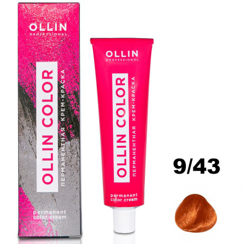 OLLIN COLOR  9/43 блондин медно-золотистый 60мл Перманентная крем-краска для волос