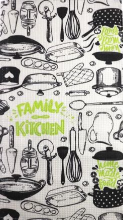 Полотенце вафельное Семейная кухня- упаковка 5 шт