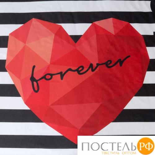 Постельное бельё «Этель: Love Forever», 1.5-сп., 143 215 см, 150 214 см, 50 70 (+3) см (2 шт.), хлопок 100 % (Прямоугольная ПВХ)