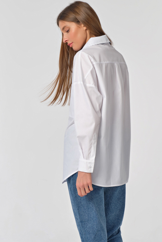 Рубашка классическая базовая с длинным рукавом из хлопка белая