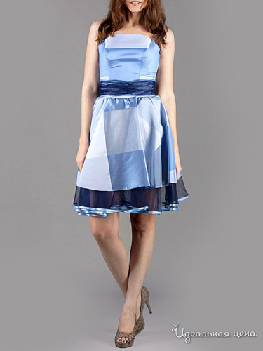 Платье LEJOLE 1204, светло-голубой,черный,принт