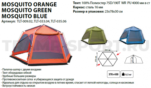 TLT-035.06 Tramp Lite палатка Mosquito blue синий