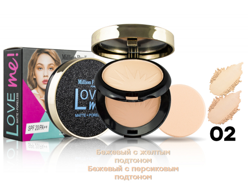Пудра Million Pauline Love Me! + спонжик, 24 г, тон 02