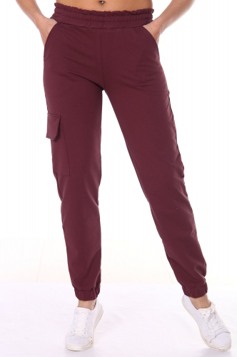 Стильные женские брюки на резинке вишневого цвета - ИВГрадТрикотаж