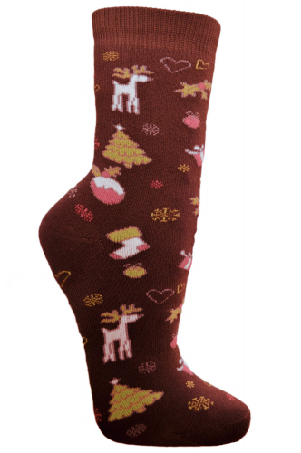 Женские плюшевые носки с новогодним рисунком - Гамма