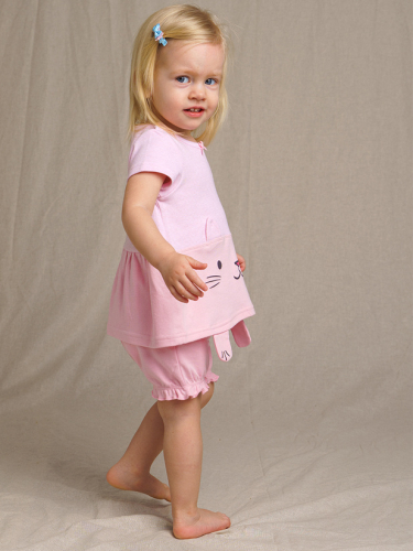  465 р 572  р   Комплект детский трикотажный для девочек: фуфайка (футболка), шорты