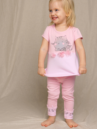  502 р 650 р   12129015  Комплект детский трикотажный для девочек: фуфайка (футболка), брюки (легинсы)