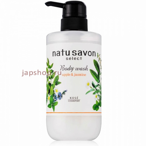 Softymo Natu Savon Body Wash Moist Жидкое мыло для тела увлажняющее, с натуральными ингридиентами, с ароматом яблока и жасмина, 500 мл (4971710390155)