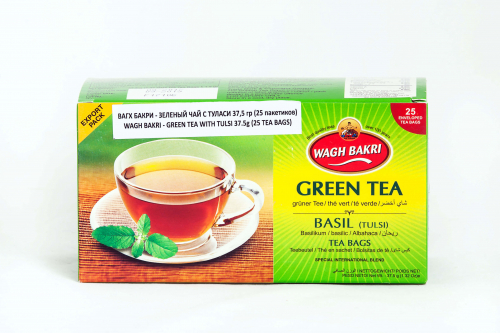 ВАГХ БАКРИ-Зеленый чай с туласи37,5г(25пак)/WAGH BAKRI- Green tea with tulsi 37,5g(25 bags)