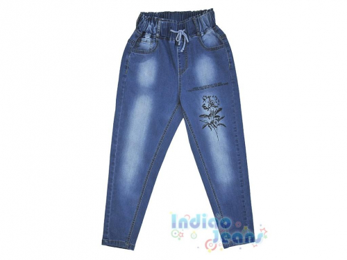 Модные джинсы-момы на резинке, для девочек, арт. I34661