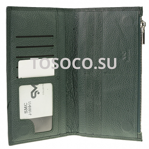 j-1010-11 green кошелек SMC натуральная кожа 9х19х2