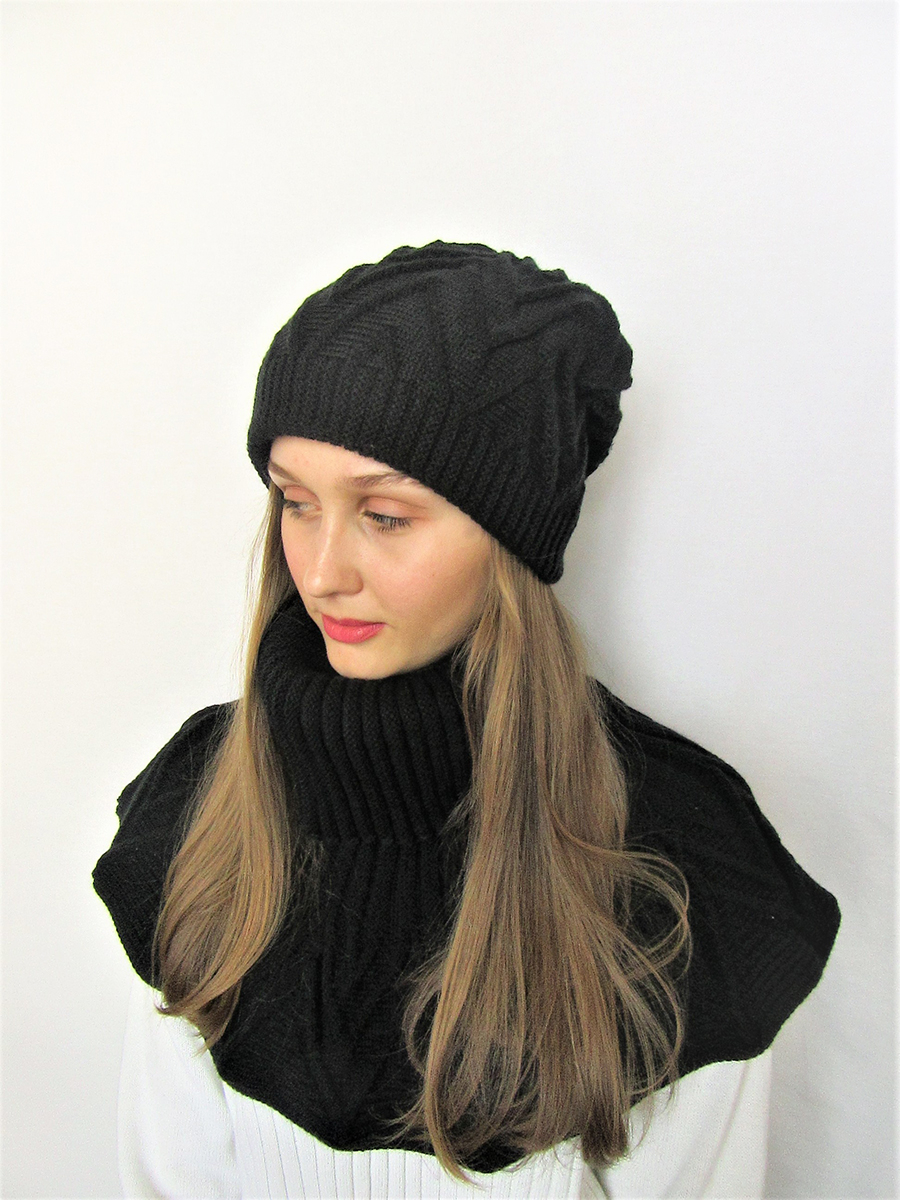 Шапка женская весна-осень Долорес (Цвет черный), размер 56-58