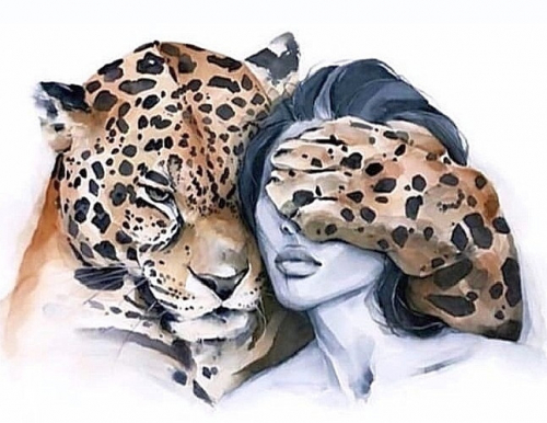 GX 35283 Девушка с леопардом