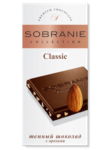 Темный шоколад с орехами SOBRANIE, 90 гр (картонная коробка). BUCHERON