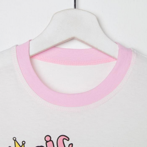 Пижама для девочки, цвет молочный/розовый, рост 98-104 см