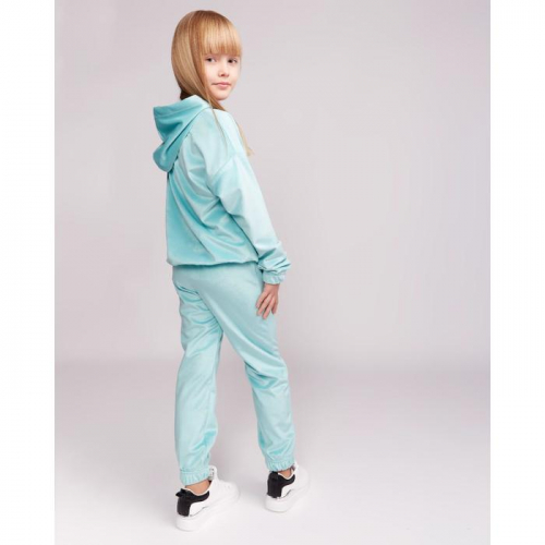 Костюм для девочки (худи, брюки) MINAKU: Casual Collection KIDS цвет бирюзовый, рост 104