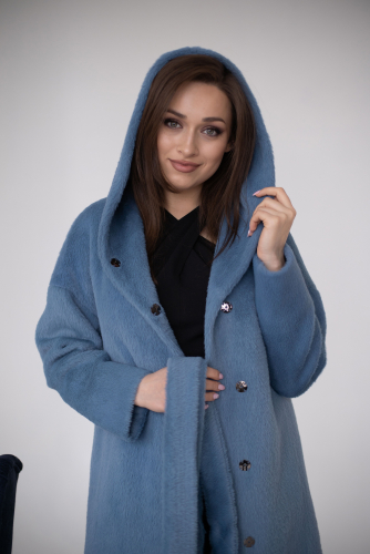 Пальто женское демисезонное 23100 (голубой/тедди)