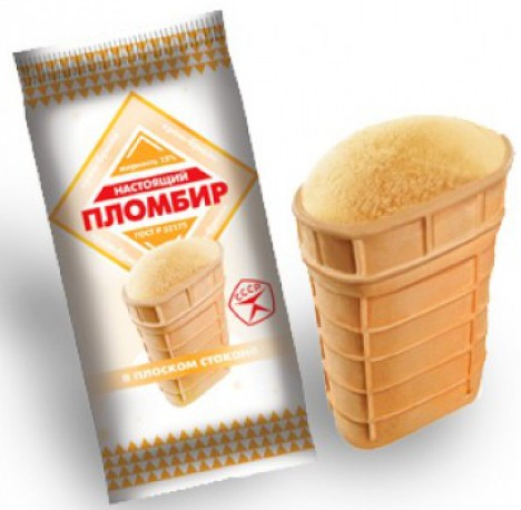  Мороженое СССР пломбир крем-брюле в плоском ваф. стак 90 гр