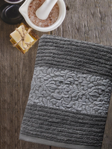 Полотенце махровое TexRepublic Cotton Barok, темно-серый, 50*90 см (tr-1041650)