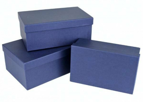 Набор подарочных коробок 3 в 1 прямоугольник 23*16*9,5 см Темно-синий 531021тсин
