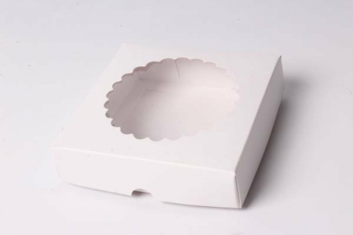 Коробка-трансформер с окном 11.5*11.5*3 см Белая (в уп 5 шт) 51692