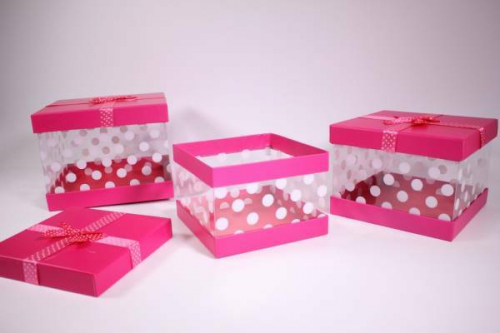 Набор подарочных коробок 3 в 1 куб 20*20*16 см С прозрачными стенками 560282