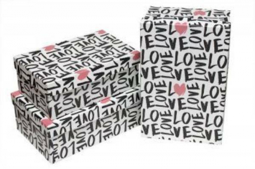 Набор подарочных коробок 3 в 1 прямоугольник 23*16*9,5 см Любовь розовая 531098