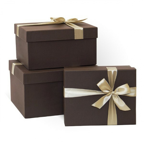Набор подарочных коробок 3 в 1 прямоугольник 23*29*13 см Круг кофе 54086